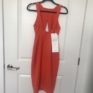 AQAQ FRONT CUT OUT ORANGE DRESS
